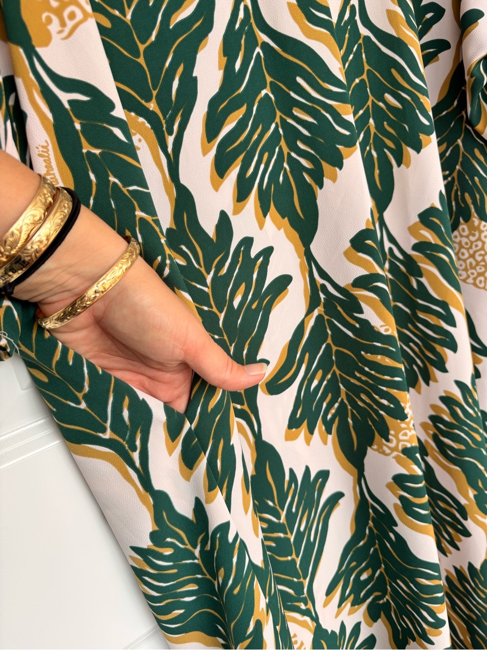 Manuhealiʻi Hawaii Tropical Maxi Dress Pockets Green XXL - Picture 5 of 6